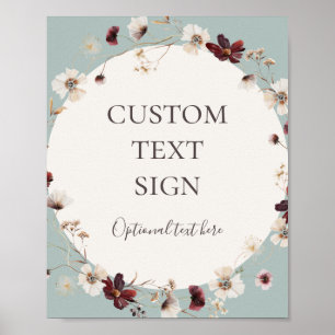 Burgundy Wildflower Teal Kaarten & Geschenken Cu Poster