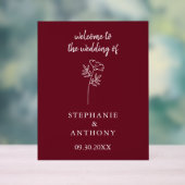 Burgundy Wildflower Wedding Acryl Bord (Neutraal)
