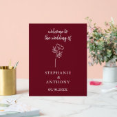 Burgundy Wildflower Wedding Acryl Bord (Huwelijk)