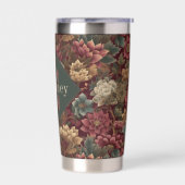 Burgundy William Morris Floral Elegant Monogram  Geïsoleerde Drinkbeker (Links)