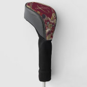Burgundy William Morris Floral Elegant Monogram  Golfheadcover (Schuin)