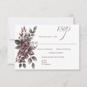 Burgundy Wine and Sage Floral | RSVP Kaartje (Voorkant)