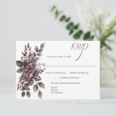 Burgundy Wine and Sage Floral | RSVP Kaartje (Staand voorkant)