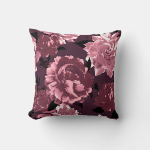 Burgundy Wine & Blush Floral Pattern Kussen