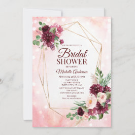 Burgundy Wine Boho Waterverf Floral Vrijgezellenfe Kaart