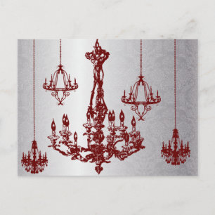 Burgundy Wine Chandelier RSVP-kaart Uitnodiging Briefkaart