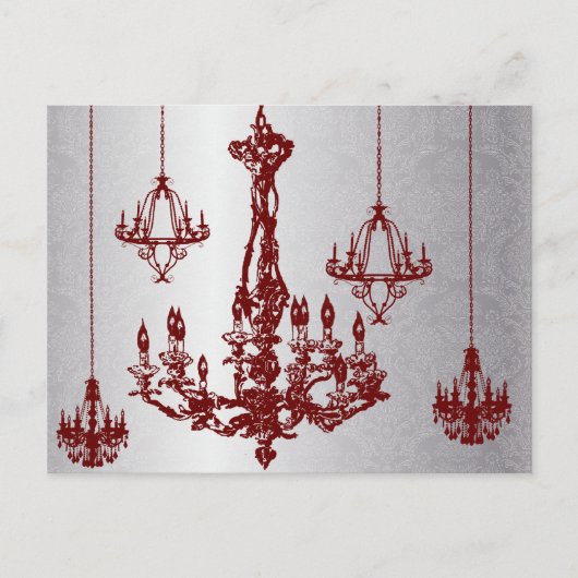 Burgundy Wine Chandelier RSVP-kaart Uitnodiging Briefkaart (Voorkant)