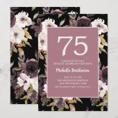 Burgundy Wine Cream Floral 75e verjaardag Kaart (Voorkant / Achterkant)