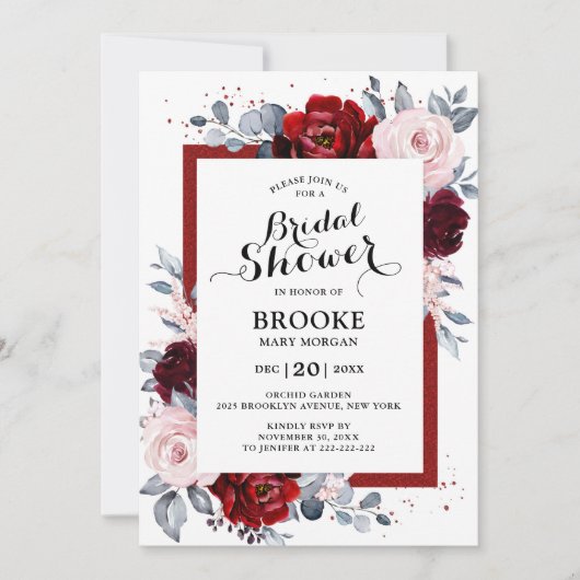 Burgundy Wine Dusty Blue Slate Vrijgezellenfeest Kaart (Voorkant)