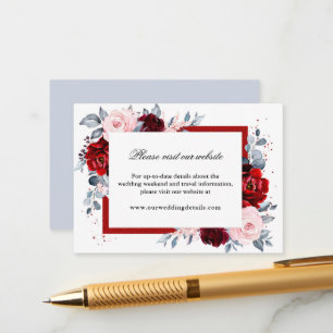 Burgundy Wine Dusty Blue Slate Wedding Reception Informatiekaartje