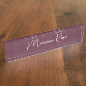 Burgundy Wine Elegant Handgeschreven script Naambordje (Zijkant)