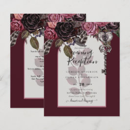 Burgundy Wine Floral Wedding Herfst Winter INVITE