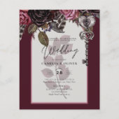 Burgundy Wine Floral Wedding Herfst Winter INVITE (Voorkant)