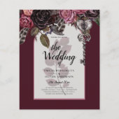 Burgundy Wine Floral Wedding Herfst Winter INVITE (Voorkant)