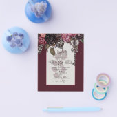 Burgundy Wine Floral Wedding Herfst Winter INVITE Flyer (Enkel)