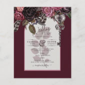Burgundy Wine Floral Wedding Herfst Winter INVITE Flyer (Voorkant)