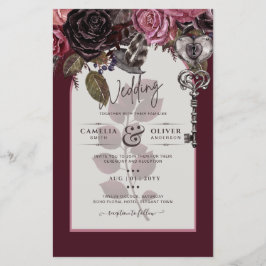 Burgundy Wine Floral Wedding Herfst Winter INVITE Flyer
