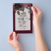 Burgundy Wine Floral Wedding Herfst Winter INVITE Flyer (Hand)