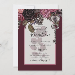 Burgundy Wine Floral Wedding Herfst Winter INVITE Kaart