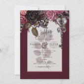 Burgundy Wine Floral Wedding Herfst Winter INVITE Kaart (Voorkant)