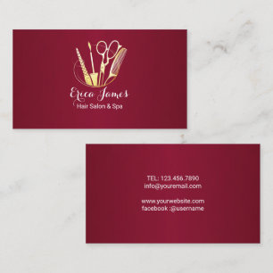 Burgundy Wine & Golden Beauty Salon visitekaartje
