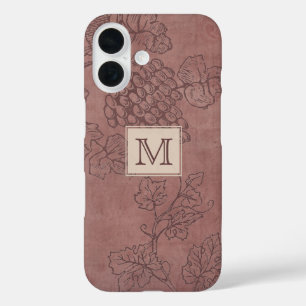 Burgundy Wine Grapevine Monogram iPhone 16 Hoesje