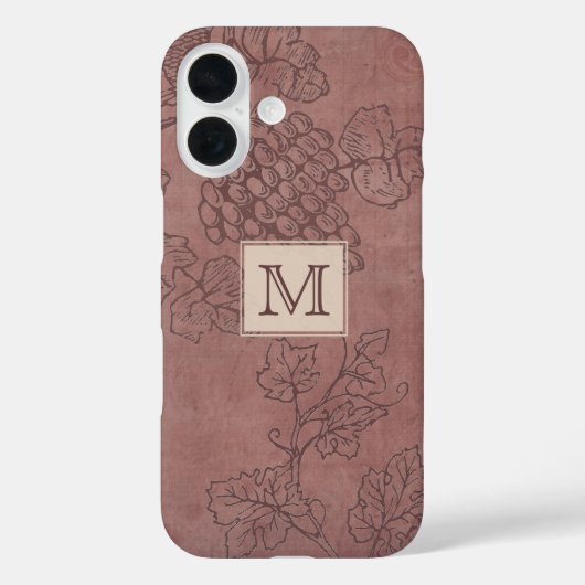 Burgundy Wine Grapevine Monogram Case-Mate iPhone Case (Achterkant)