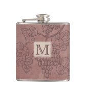 Burgundy Wine Grapevine Monogram Heupfles (Voorkant)