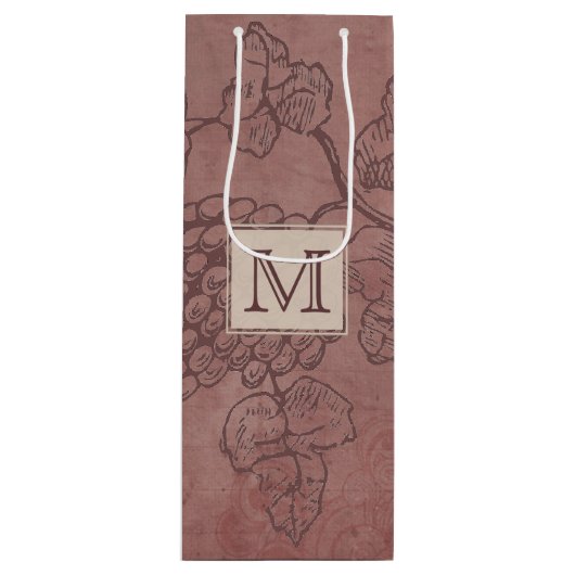 Burgundy Wine Grapevine Monogram Wijn Cadeautas (Voorkant)