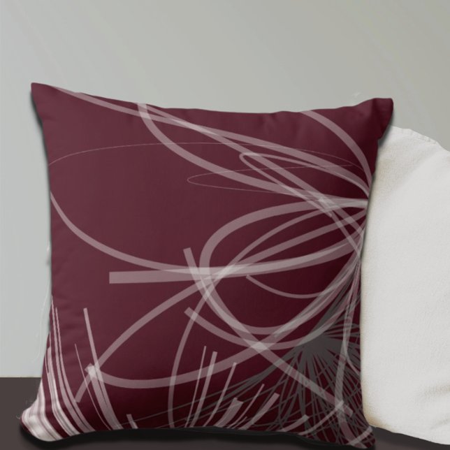 Burgundy Wine Grey Abstract Ribbon Design Kussen (Creator heeft geüpload)