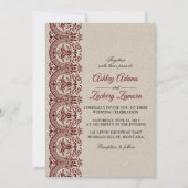 Burgundy/Wine/Maroon Lace Wedding Invitation Kaart (Voorkant)