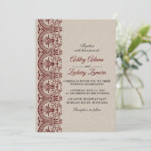 Burgundy/Wine/Maroon Lace Wedding Invitation Kaart (Staand voorkant)