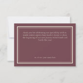 Burgundy Wine Minimalist Frame Wedding Bedankkaart (Achterkant)