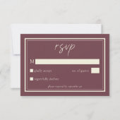 Burgundy Wine Minimalist Frame Wedding RSVP Kaartje (Voorkant)