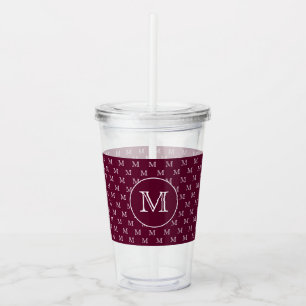 Burgundy Wine Personal Monogram Patroon Acryl Drinkbeker