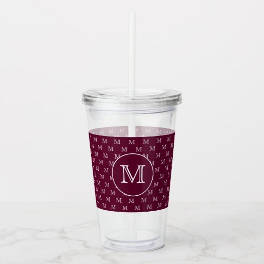 Burgundy Wine Personal Monogram Patroon Acryl Drinkbeker (Voorkant)