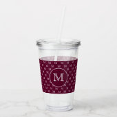 Burgundy Wine Personal Monogram Patroon Acryl Drinkbeker (Achterkant)