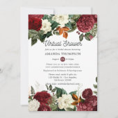 Burgundy Wine Red Floral Virtual Vrijgezellenfeest Kaart (Voorkant)