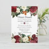 Burgundy Wine Red Floral Virtual Vrijgezellenfeest Kaart (Staand voorkant)