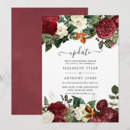 Burgundy Wine Red Floral Wedding Update Kaart
