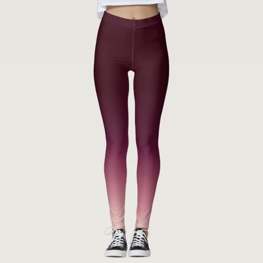 Burgundy Wine Red Ombre Elegant Gradient Leggings (Voorkant)