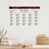 Burgundy Wine Starfish Wedding Seating Chart Poster (Keuken)