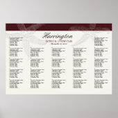 Burgundy Wine Starfish Wedding Seating Chart Poster (Voorkant)