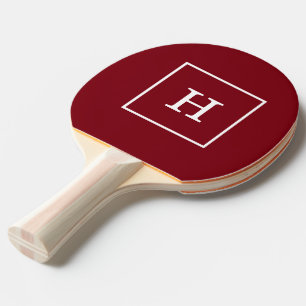 Burgundy Wine White Framed Initiaal Monogram Tafeltennisbatje
