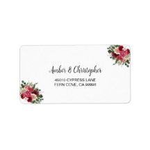 Burgundy Winter Floral Wedding RSVP Return Address