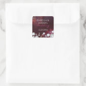 Burgundy Winter Glitter Wedding Save the Date Vierkante Sticker (Tas)