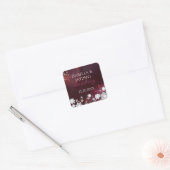 Burgundy Winter Glitter Wedding Save the Date Vierkante Sticker (Envelop)