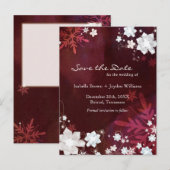 Burgundy Winter Wedding Save the Date Aankondigingskaart (Voorkant / Achterkant)