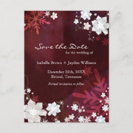 Burgundy Winter Wedding Save the Date Aankondigingskaart