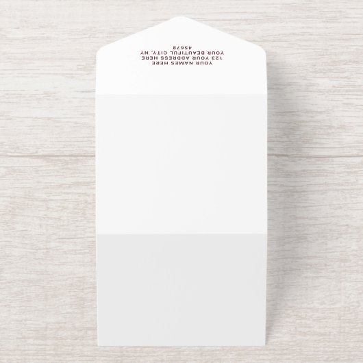 Burgundy Wit | Minimalistische Moderne Elegante Fo All In One Uitnodiging (Buiten)